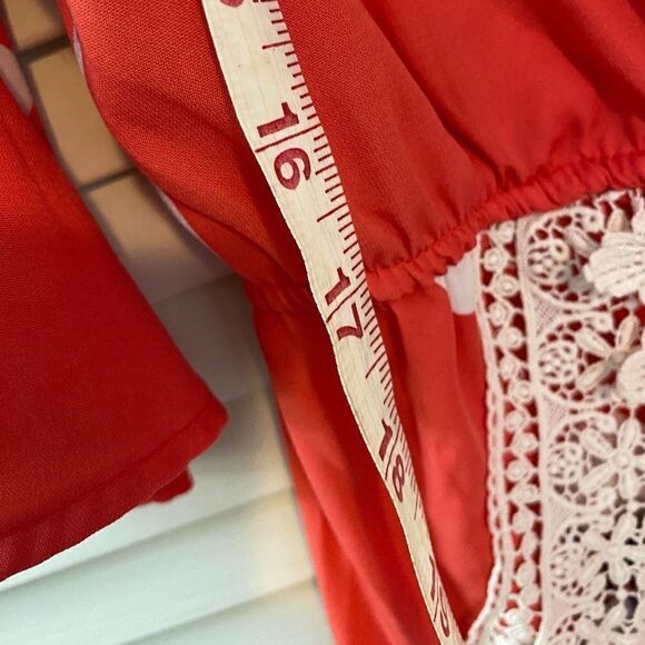 Design Lab Tangerine White Flower Pattern Romper - Picture 6 of 9